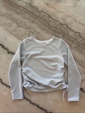 Girls Long-Sleeve Ruched Side Top - Light Gray